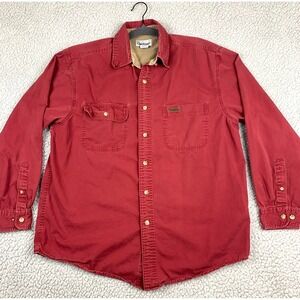 Carhartt Men's Button Front Shirt Jacket Sz M Maroon Snap Front Long Sleeve